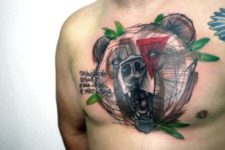 Abstract geometric tattoo on the chest