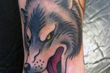 Angry wolf tattoo idea