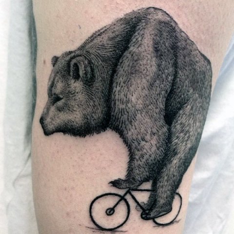 Bear on the bicycle tattoo
