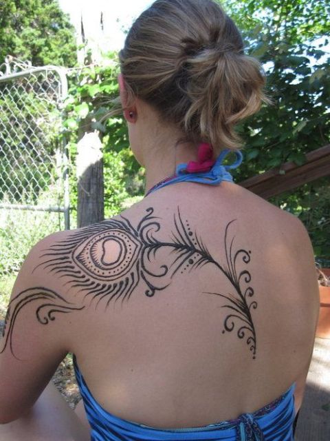 Beautiful tattoo on the back and shoulder
