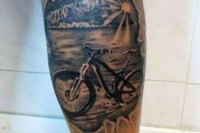 Bicycle at the lake tattoo