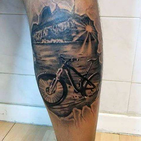 Bicycle at the lake tattoo