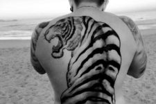 Big tiger tattoo on the back