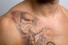 Bike tattoo on the chest