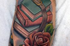 Books with rose tattoo