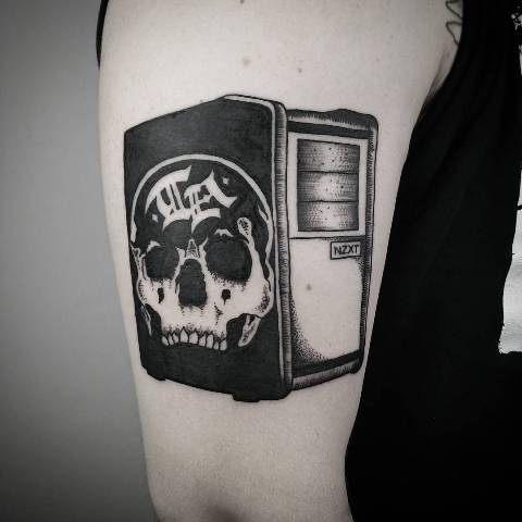 Central processing unit with skull tattoo
