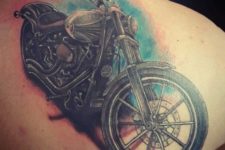 Classic Harley Davidson tattoo on the shoulder