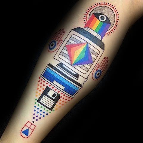 Colorful computer tattoo