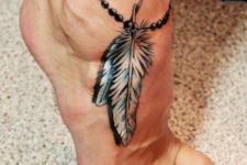 Cool 3D tattoo with feather