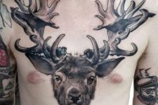 Deer tattoo on the chest