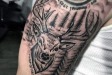 Deer tattoo with important date on the arm