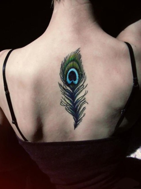 Feather tattoo on the back