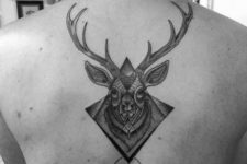 Geometric deer tattoo on the back
