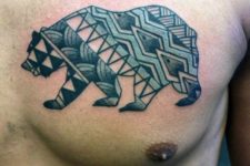 Geometric tattoo on the chest