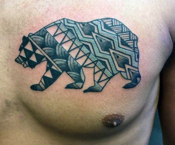 Geometric tattoo on the chest
