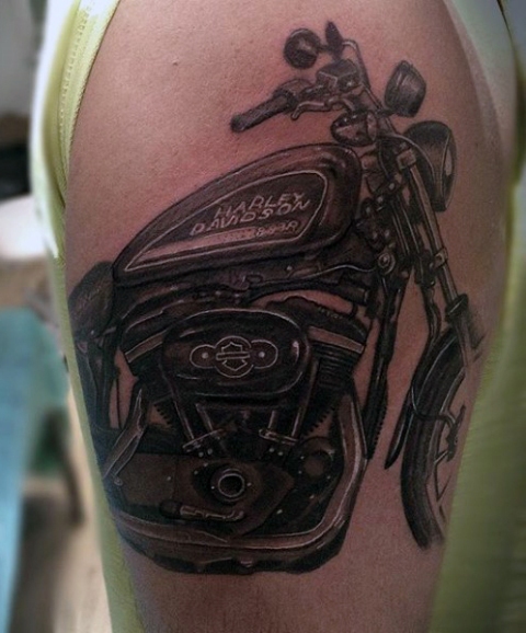 Harley Davidson tattoo on the arm