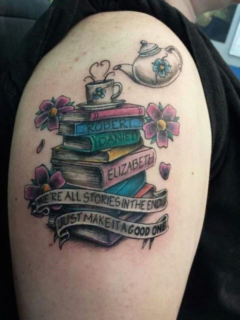 Kids names on the books tattoo
