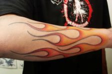 Large flame on the forearm