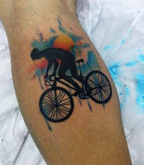 Man on the bicycle tattoo
