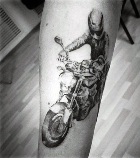 Motorcycle tattoo on the forearm