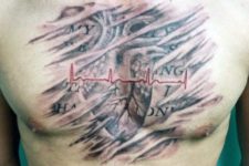Realistic tattoo on the chest