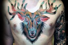 Super colorful tattoo on the chest