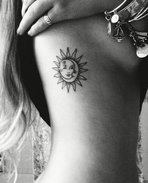 Moon and Sun tattoo | Hand poked tattoo, Tattoos, Word tattoos