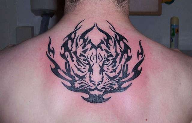 Tribal tattoo on the neck