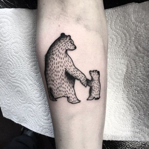 Two bears holding hands tattoo
