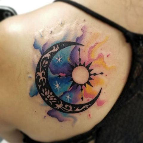 50 Meaningful and Beautiful Sun and Moon Tattoos  KickAss Things