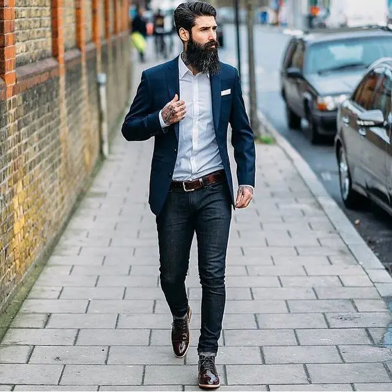 mens blazer with jeans and shoes