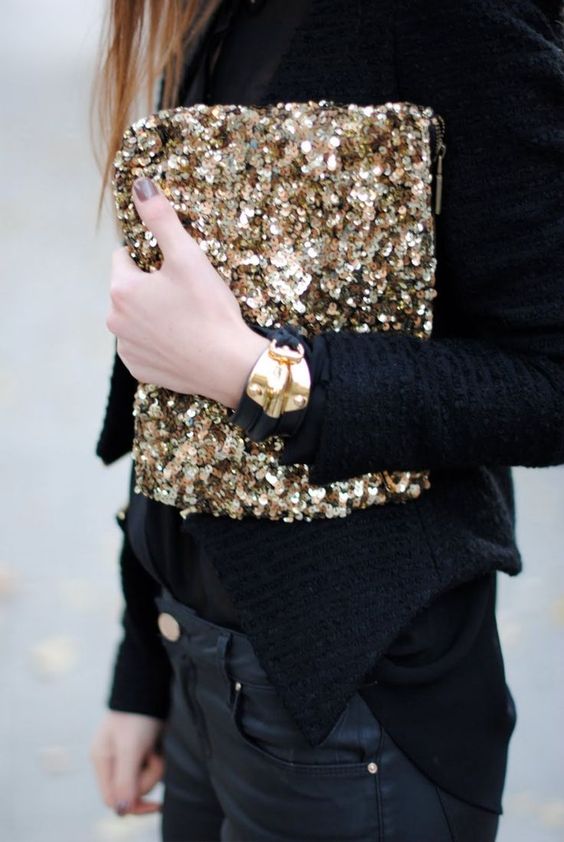 a sequin clutch is a perfect choice for parties of any kind