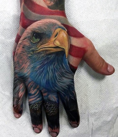 American eagle tattoo on the hand