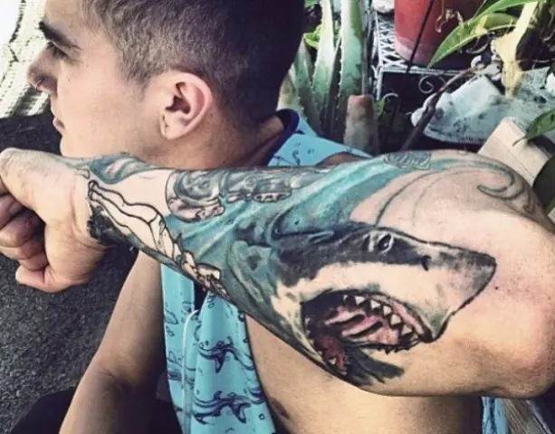 Angry shark on the arm