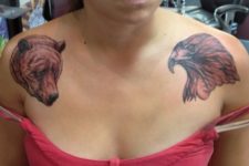 Bear head tattoo on the shoulder