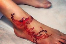 Beautiful tattoo on the foot