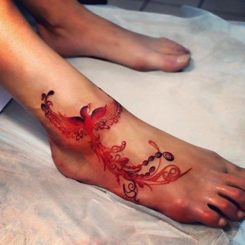 phoenix tattoo ankle