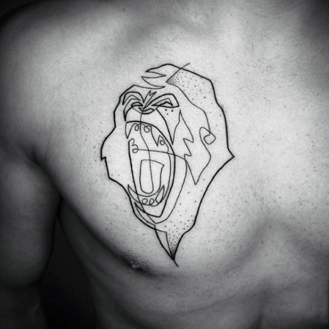 Black-contour angry monkey tattoo