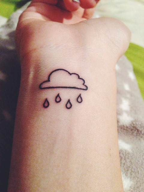 Cloud with rain tattoo