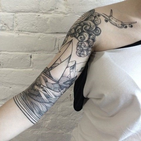 half sleeve cloud tattoo designs