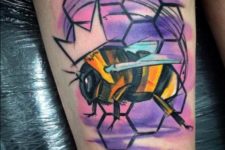 Colorful honey bee tattoo