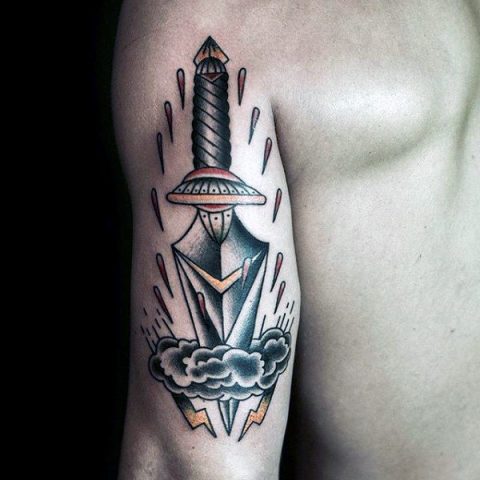 Dagger and cloud tattoo