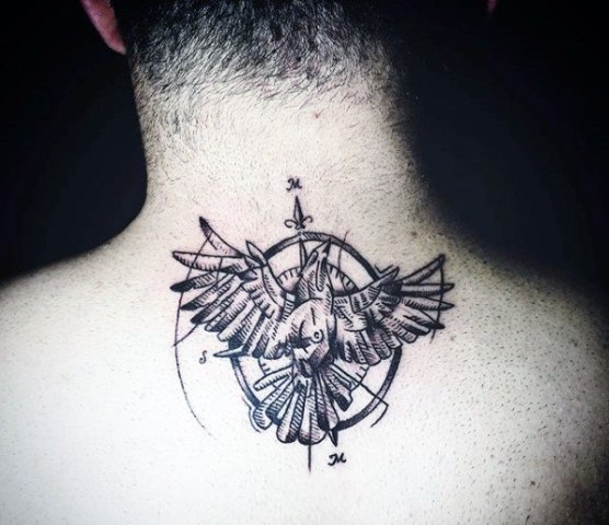 Eagle tattoo on the neck