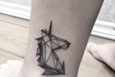Geometric unicorn tattoo on the ankle