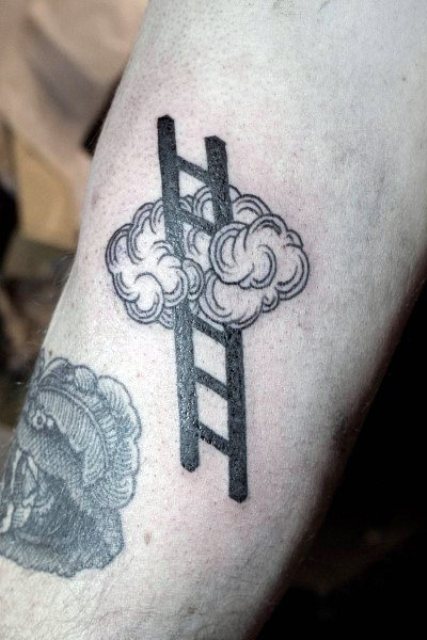 Ladder and cloud tattoo