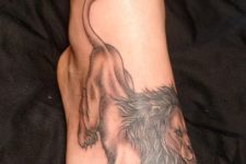 Lion tattoo on the foot