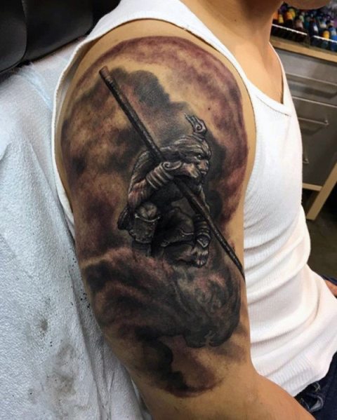 Monkey king tattoo on the arm