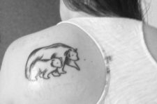 Mother and baby bear tattoo on the shoulder