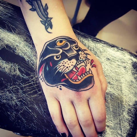 Panther tattoo on the hand
