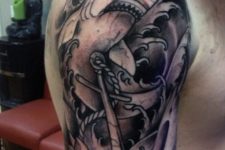 Shark and anchor tattoo